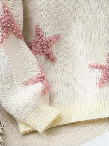 شينهي سترة سترة النجمة Pullover Print Crew Neck Long Longe Sweater Preppy in Saudi Arabia