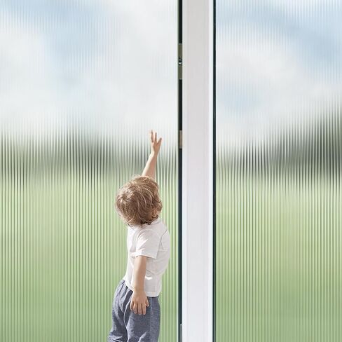 Reeded Glass Window Privacy Film, Non-Adhesive Frosted Reeded Static Cling Window Film Heat Blocking Decorative Film 3D Window Decals for Bathroom Living Room Office Door (Reeded, 17.5 x 78.7) in Saudi Arabia