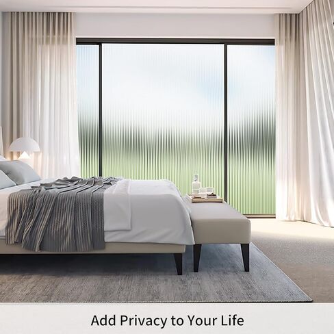 Reeded Glass Window Privacy Film, Non-Adhesive Frosted Reeded Static Cling Window Film Heat Blocking Decorative Film 3D Window Decals for Bathroom Living Room Office Door (Reeded, 17.5 x 78.7) in Saudi Arabia