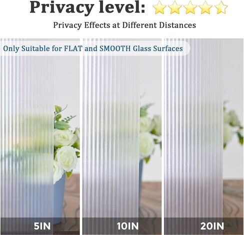 Window Privacy Film Frosted Glass Window Covers Non Adhesive Opaque Stripe Removable Sun Blocking Window Coverings Decorative Reed Stickers for Home Office Bathroom (17.5 x 78.7 Inch,Pure) in Saudi Arabia