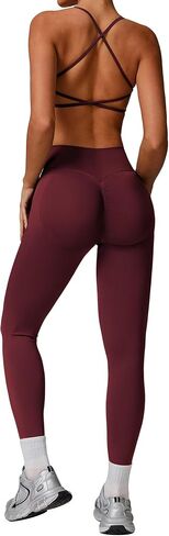 ABOCIW Womens Seamless Workout Sets Backless Sports Bra Scrunch Butt Lifting High Waist Leggings Matching Gym Set in Saudi Arabia
