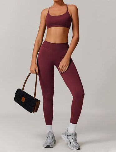 ABOCIW Womens Seamless Workout Sets Backless Sports Bra Scrunch Butt Lifting High Waist Leggings Matching Gym Set in Saudi Arabia