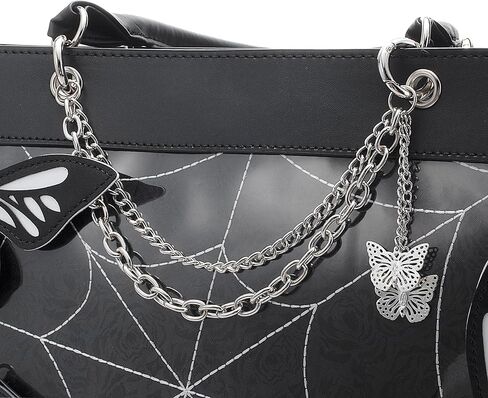 Leather Tote Bag for Women, Goth Glam Satchel Bag Large Top Handle Handbags for Lady Purse - Cobwebs Butterfly in Kuwait