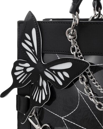 Leather Tote Bag for Women, Goth Glam Satchel Bag Large Top Handle Handbags for Lady Purse - Cobwebs Butterfly in Kuwait