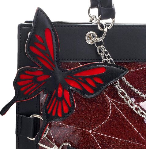 Leather Tote Bag for Women, Goth Glam Satchel Bag Large Top Handle Handbags for Lady Purse - Cobwebs Butterfly in Kuwait