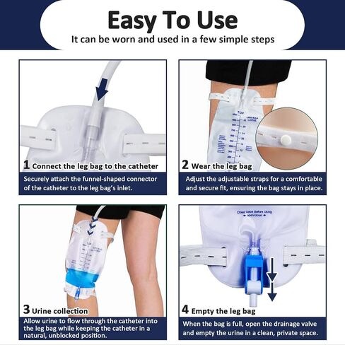 5Pcs 1000ml Leg Bag with 18" Tubing – Wearable, Leak-Proof & Easy to Use with Adjustable Straps for Outdoor & Daily Activities, Blue in Saudi Arabia