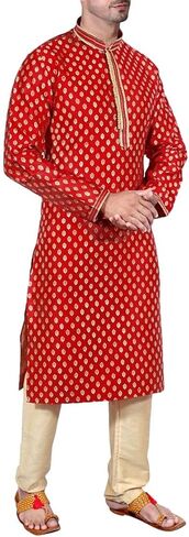 SK105 Men's Red Kurta Pajama Set Wedding Kurta Pyjama Indian Party Suit in Kuwait