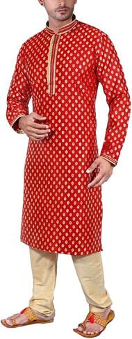 SK105 Men's Red Kurta Pajama Set Wedding Kurta Pyjama Indian Party Suit in Kuwait