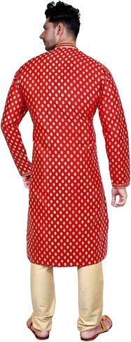 SK105 Men's Red Kurta Pajama Set Wedding Kurta Pyjama Indian Party Suit in Kuwait