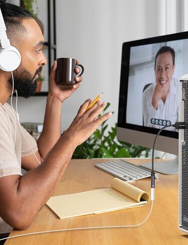 موزع صوت USB من DUKABEL، محول مقبس صوت USB إلى 3.5 مم مع مقابس TRRS مزدوجة 4 أقطاب، موزع ستيريو USB Aux للكمبيوتر الشخصي والكمبيوتر المحمول وماك وأجهزة الكمبيوتر المكتبية ولينكس وPS4 وPS5 والمزيد (رمادي) in Kuwait