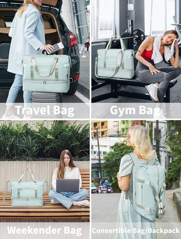 Weekender Bags for Women,Extra large 66L Expandable Travel Duffel Bag with Shoe Compartment,Toiletry Bag,Overnight Bag with Waterproof Pocket,USB Charging,Carry On Backpack for Gym,Hospital,Beach in Saudi Arabia