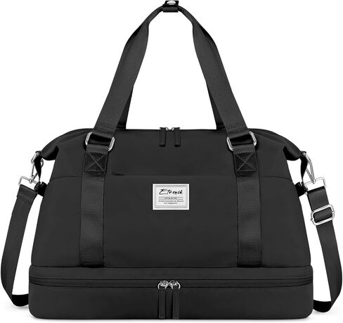 ETRONIK Weekender Bags for Women, Gym Bag with Shoes Compartment & Wet Pocket, Travel Duffel Bag with Trolley Sleeve for Personal Item Travel, Overnight Carry on Bag, Black in Saudi Arabia