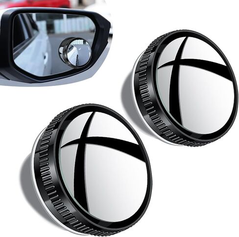 2 PCS Car Side Mirror Blind Spot Mirror, 150° Large Curvature Suction Cup Type 360° Push-adjustable Small Round Mirror, Large Field of View Auxiliary Wde-angle Parts, for Cars (Silver) in Saudi Arabia