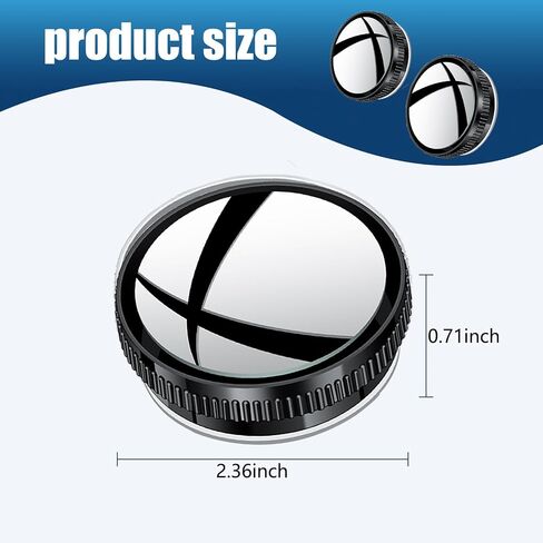 2 PCS Car Side Mirror Blind Spot Mirror, 150° Large Curvature Suction Cup Type 360° Push-adjustable Small Round Mirror, Large Field of View Auxiliary Wde-angle Parts, for Cars (Silver) in Saudi Arabia