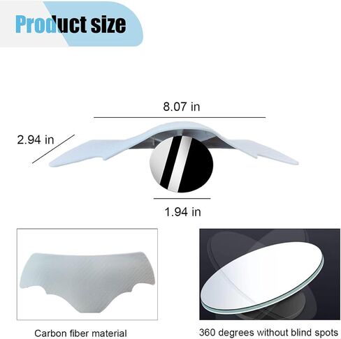 2PCS Car Blind Spot Mirror with Side Mirror Rain Guard, 2-in-1 Wide Angle Convex Reversing Mirrors, HD Glass Rear View Mirrors with Rain Eyebrow, Universal Car Exterior Accessories (White) in Saudi Arabia