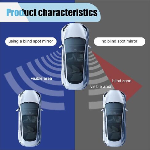 2PCS Car Blind Spot Mirror with Side Mirror Rain Guard, 2-in-1 Wide Angle Convex Reversing Mirrors, HD Glass Rear View Mirrors with Rain Eyebrow, Universal Car Exterior Accessories (White) in Saudi Arabia