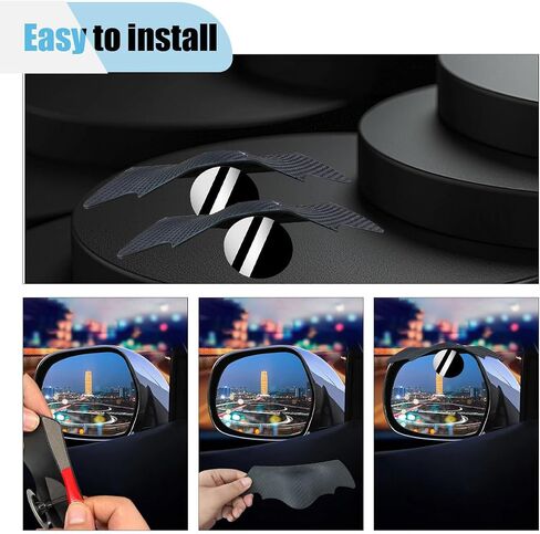 2PCS Car Blind Spot Mirror with Side Mirror Rain Guard, 2-in-1 Wide Angle Convex Reversing Mirrors, HD Glass Rear View Mirrors with Rain Eyebrow, Universal Car Exterior Accessories (White) in Saudi Arabia
