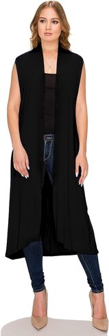 Women's Long Sleeve/Sleeveless Full Length Duster Long Open Cardigan(Sizes: S-5X) in Saudi Arabia