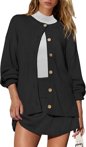 Panadila Womens Sweater Skirt Set 2 Piece Outfits Sweater Skort Set Lounge Cardigan and Knit Skirt Matching Outfits in Kuwait