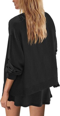 Panadila Womens Sweater Skirt Set 2 Piece Outfits Sweater Skort Set Lounge Cardigan and Knit Skirt Matching Outfits in Kuwait