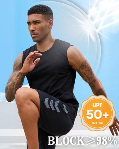 EKLENTSON Men's Tank Tops UPF 50+ Sleeveless Shirt Lightweight Cooling Muscle Tee Sun Protection Quick Dry Workout Shirt in Saudi Arabia