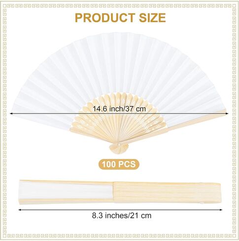 Aodaer 100 Pieces White Paper Fans Folding Fans with Foldable Storage Basket Bamboo Handheld Fans for Guests Wedding Bridal Party Favor Baby Shower Decoration DIY Supplies in Saudi Arabia