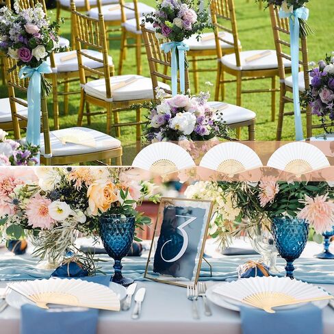 Aodaer 100 Pieces White Paper Fans Folding Fans with Foldable Storage Basket Bamboo Handheld Fans for Guests Wedding Bridal Party Favor Baby Shower Decoration DIY Supplies in Saudi Arabia