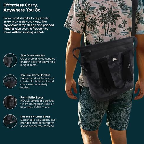 حقيبة برودة معزولة من Quiksilver ، تبريد ناعم كبير مع سحاب IPX7 المقاوم للماء ، وحمل مقاوم للتسرب - أكياس باردة معزولة للسفر ، البقالة ، الشاطئ ، النزهة ، الاستخدام في الهواء الطلق in Saudi Arabia