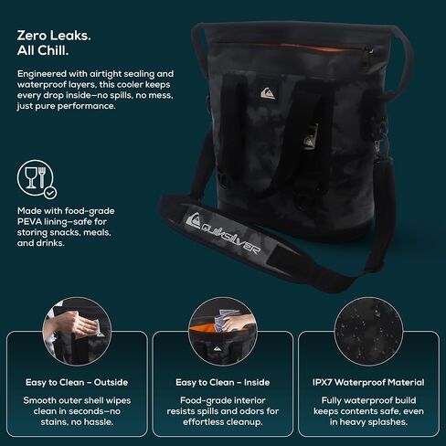 حقيبة برودة معزولة من Quiksilver ، تبريد ناعم كبير مع سحاب IPX7 المقاوم للماء ، وحمل مقاوم للتسرب - أكياس باردة معزولة للسفر ، البقالة ، الشاطئ ، النزهة ، الاستخدام في الهواء الطلق in Saudi Arabia