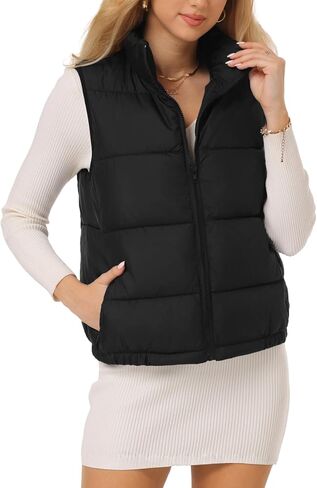 Women's Puffer Vest - Lightweight, Water Repellent, 4 Pockets, for Fall & Winter in Kuwait