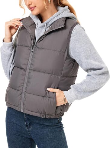 Women's Puffer Vest - Lightweight, Water Repellent, 4 Pockets, for Fall & Winter in Kuwait