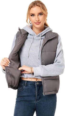 Women's Puffer Vest - Lightweight, Water Repellent, 4 Pockets, for Fall & Winter in Kuwait