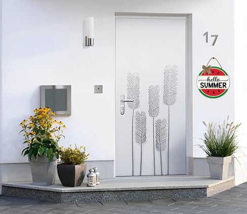 TYmall Hello Summer Sign Watermelon Sign Round Summer Watermelon Wooden Plaque Welcome Sign Watermelon Hanging Sign for Front Door Farmhouse Wall Porch Decorations 12" in Kuwait