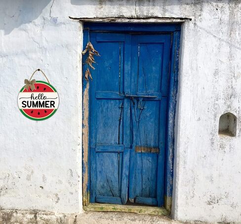 TYmall Hello Summer Sign Watermelon Sign Round Summer Watermelon Wooden Plaque Welcome Sign Watermelon Hanging Sign for Front Door Farmhouse Wall Porch Decorations 12" in Kuwait