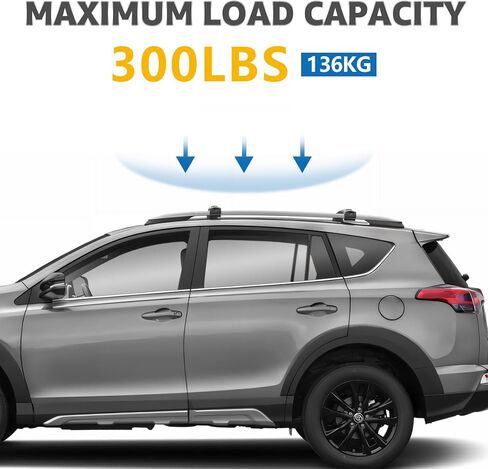 Roof Rack Cross Bars Compatible with Toyota RAV4 2013-2018, Adjustable Aluminum Heavy Duty 300 LBS Anti-Theft Lock Cargo Carrier Rooftop Crossbar Accessories for Bike, Basket, Snowboard, Luggage in Kuwait