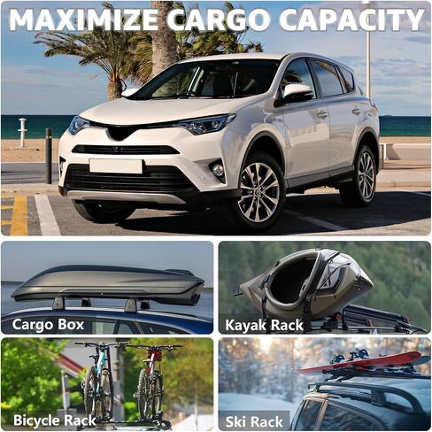 Roof Rack Cross Bars Compatible with Toyota RAV4 2013-2018, Adjustable Aluminum Heavy Duty 300 LBS Anti-Theft Lock Cargo Carrier Rooftop Crossbar Accessories for Bike, Basket, Snowboard, Luggage in Kuwait