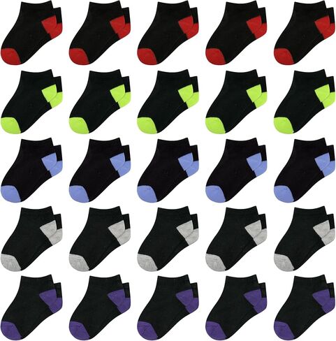 25 Pairs Toddler Kids Socks, Ankle Athletic Low Cut Short Socks for Boys Girls 1-14 Years in Saudi Arabia