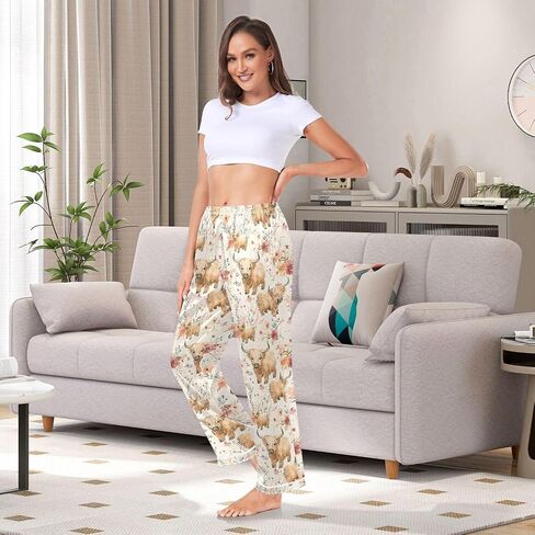 Senya لطيف المرتفعات الأبقار نساء الساق واسعة الساق بيجاما مع جيوب النوم in Kuwait