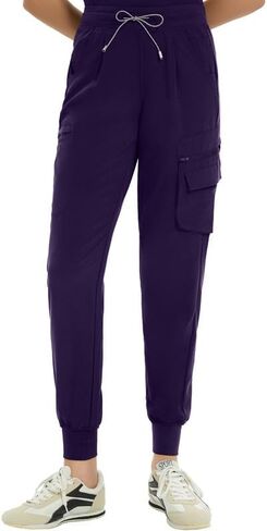 Medical Scrub Pants for Women — Mid Rise Jogger Pants with Yoga Waistband, 4-Way Stretch, Anti-Wrinkle & 8 Pockets in Kuwait