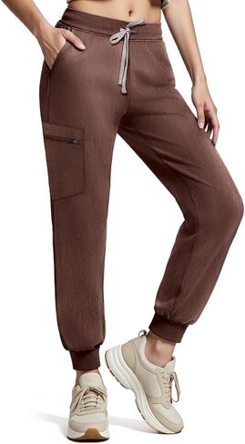 Women's Scrub Pants, Mid Rise Slim Fit Cargo Joggers with Pockets and Adjustable Drawstring Waistband for Women in Saudi Arabia