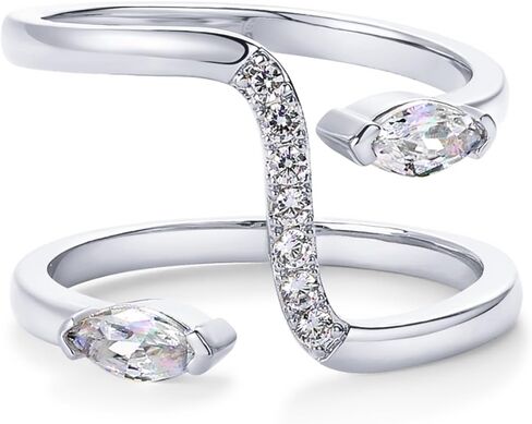 PAVOI 14K Gold Plated Cubic Zirconia Bypass Open Band Stackable Ring for Women | CZ Statement Eternity Rings in Kuwait