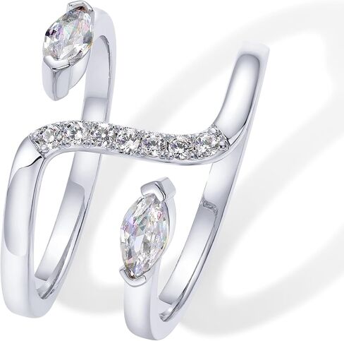PAVOI 14K Gold Plated Cubic Zirconia Bypass Open Band Stackable Ring for Women | CZ Statement Eternity Rings in Kuwait