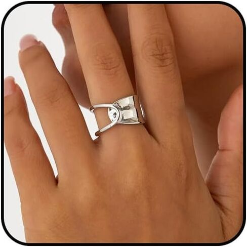 Angyape Gold Thumb Rings for Women/Men,Chunky Asymmetrical Wave Curve Open Ring Stainless Steel Adjustable Plated Ring Bold Thick Statement Thumb Rings Jewelry Gifts For Women Men in Saudi Arabia