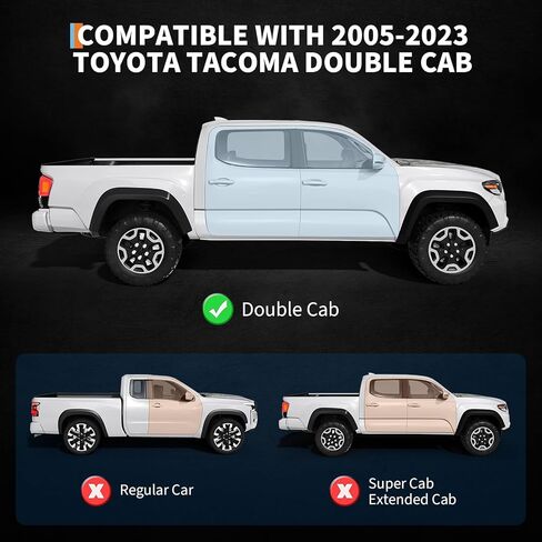 6" Running Boards Compatible with 2005-2023 Toyota Tacoma Double Cab, Bolt-On Steel Side Steps with Non-Slip Textured Surface, Black Powder Coated Direct Fit Nerf Bars in Kuwait