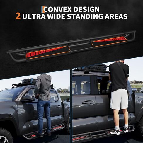 6" Running Boards Compatible with 2005-2023 Toyota Tacoma Double Cab, Bolt-On Steel Side Steps with Non-Slip Textured Surface, Black Powder Coated Direct Fit Nerf Bars in Saudi Arabia