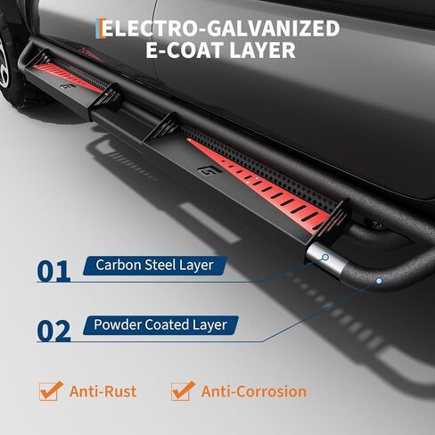 6" Running Boards Compatible with 2005-2023 Toyota Tacoma Double Cab, Bolt-On Steel Side Steps with Non-Slip Textured Surface, Black Powder Coated Direct Fit Nerf Bars in Saudi Arabia