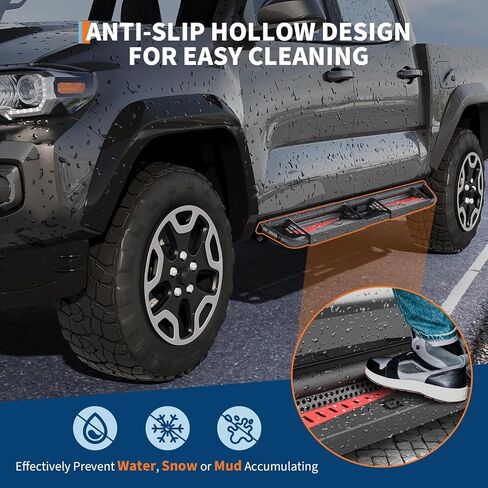 6" Running Boards Compatible with 2005-2023 Toyota Tacoma Double Cab, Bolt-On Steel Side Steps with Non-Slip Textured Surface, Black Powder Coated Direct Fit Nerf Bars in Saudi Arabia