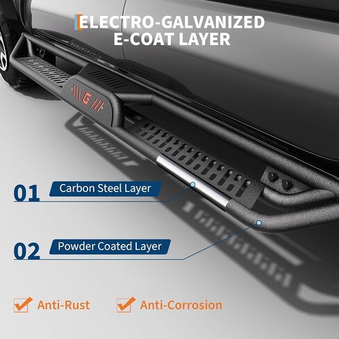6" Running Boards Compatible with 2005-2023 Toyota Tacoma Double Cab, Bolt-On Steel Side Steps with Non-Slip Textured Surface, Black Powder Coated Direct Fit Nerf Bars in Saudi Arabia