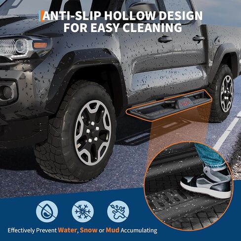 6" Running Boards Compatible with 2005-2023 Toyota Tacoma Double Cab, Bolt-On Steel Side Steps with Non-Slip Textured Surface, Black Powder Coated Direct Fit Nerf Bars in Saudi Arabia