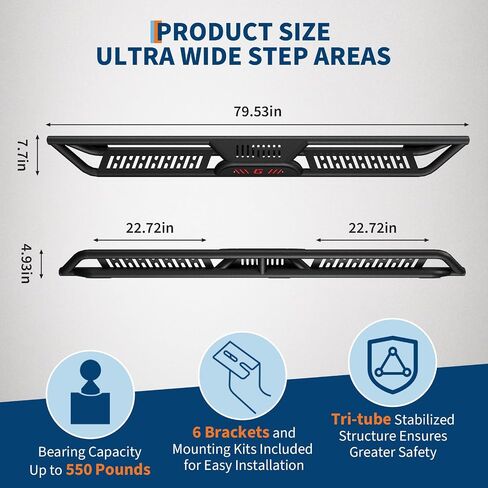 6" Running Boards Compatible with 2005-2023 Toyota Tacoma Double Cab, Bolt-On Steel Side Steps with Non-Slip Textured Surface, Black Powder Coated Direct Fit Nerf Bars in Saudi Arabia